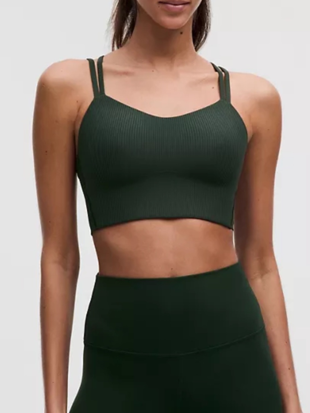 Lululemon Like a Cloud Ribbed Longline Bra Rainforest Green Size 10